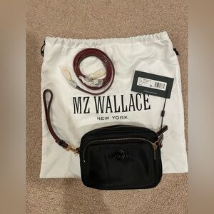 MZ Wallace Gramercy Black Crossbody with leather patent strap and dust bag